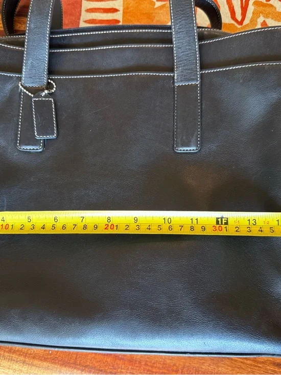 Coach Black Leather Men's Briefcase Tote with Dual Handles - Picture 5 of 7